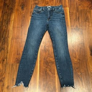 Good American Good Legs High Rise Skinny Jeans Raw Edge Hem Size 6 / 28